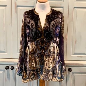 Hale Bob Silk/Rayon Velvet Burnout Tunic